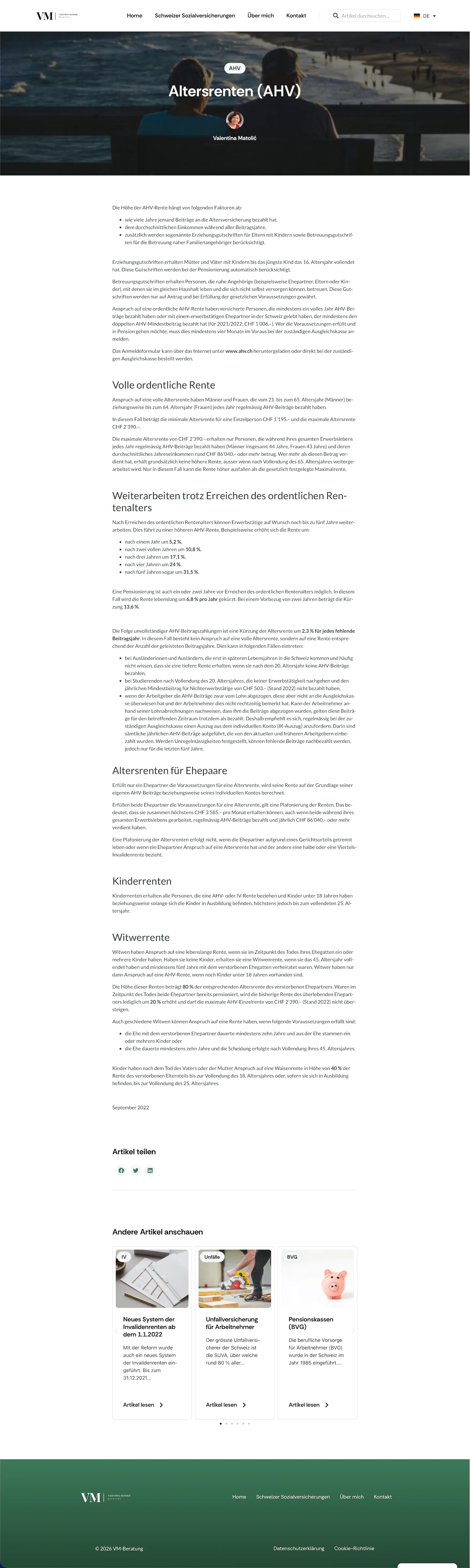 Article view of a specialist post on VM-Beratung with highly readable body text